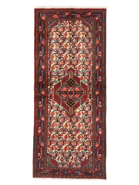 絨毯 ペルシャ アサダバード 79X187 廊下 カーペット ブラック/ダークレッド (ウール, ペルシャ/イラン)