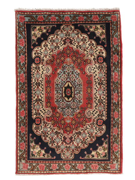 76X114 Alfombra Oriental Senneh Negro/Rojo Oscuro (Lana, Persia/Irán) Carpetvista