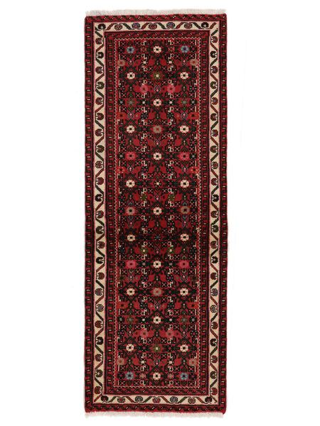 68X193 Tapete Hosseinabad Oriental Passadeira Preto/Vermelho Escuro (Lã, Pérsia/Irão) Carpetvista