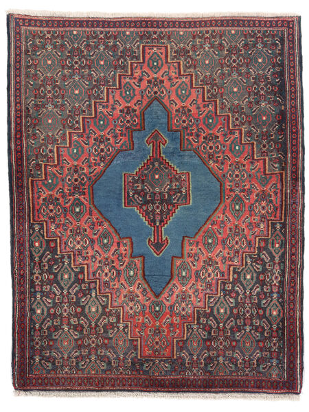  Persischer Senneh Teppich 85X107 Schwarz/Dunkelrot (Wolle, Persien/Iran)