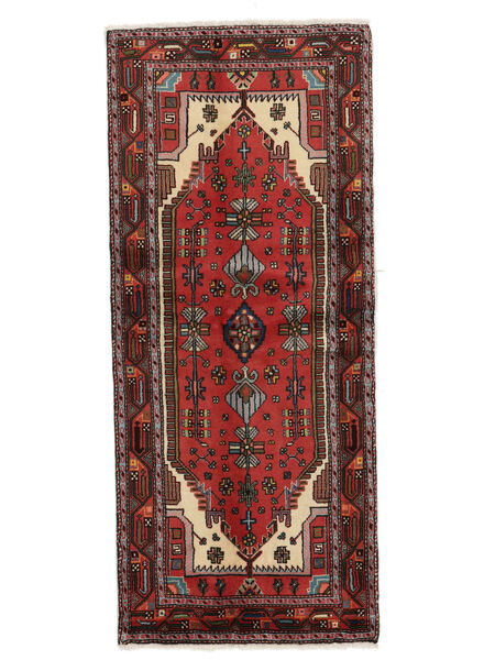 82X190 Tapete Oriental Asadabad Passadeira Preto/Vermelho Escuro (Lã, Pérsia/Irão) Carpetvista