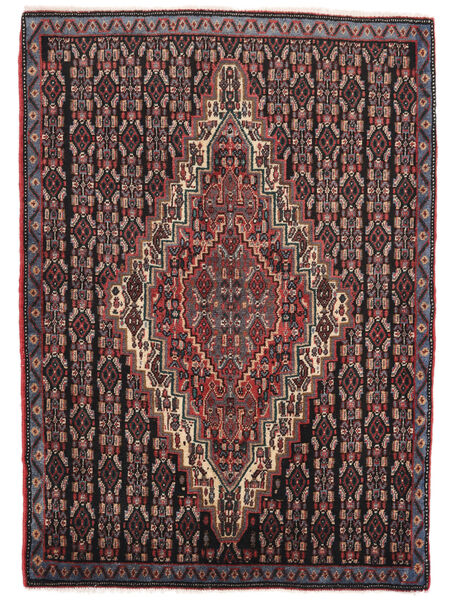 74X103 Dywan Orientalny Senneh Czarny/Ciemnoczerwony (Wełna, Persja/Iran)
