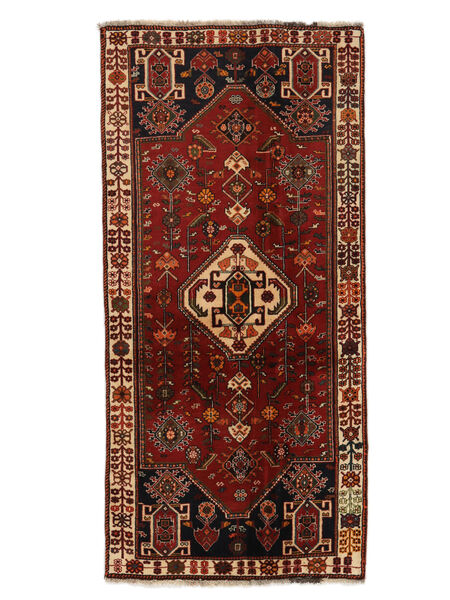 85X176 Dywan Kaszkaj Orientalny Chodnikowy Czarny/Ciemnoczerwony (Wełna, Persja/Iran) Carpetvista