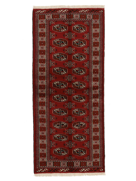 Koberec Turkaman 83X187 Běhoun Černá/Tmavě Červená (Vlna, Persie/Írán)