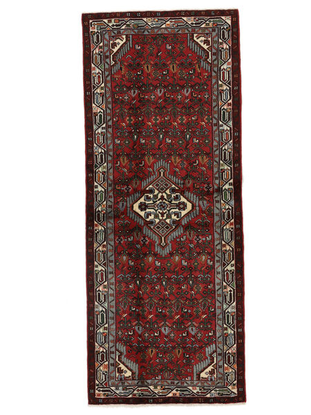 Hosseinabad Rug 81X203 Runner
 Black/Dark Red Wool, Persia/Iran Carpetvista