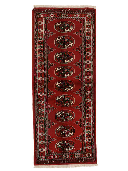 82X198 Turkaman Teppich Orientalischer Läufer Schwarz/Dunkelrot (Wolle, Persien/Iran) Carpetvista