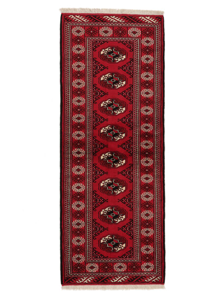 80X207 Turkaman Teppich Orientalischer Läufer Dunkelrot/Schwarz (Wolle, Persien/Iran) Carpetvista