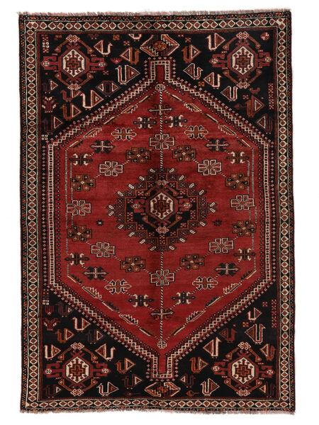 159X229 Tapis Shiraz D'orient Noir/Rouge Foncé (Laine, Perse/Iran)