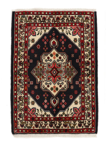  Persischer Hamadan Teppich 68X97 Schwarz/Dunkelrot (Wolle, Persien/Iran)