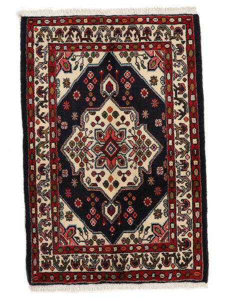  Persischer Hamadan Teppich 68X99 Schwarz/Dunkelrot (Wolle, Persien/Iran)