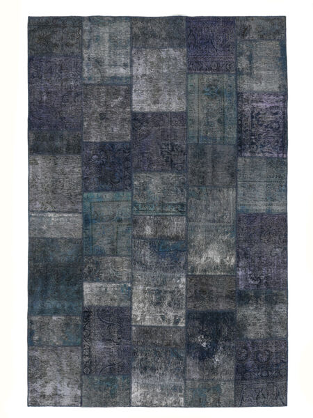  Patchwork Rug 204X305 Vintage Persian Wool Black/Dark Grey Carpetvista