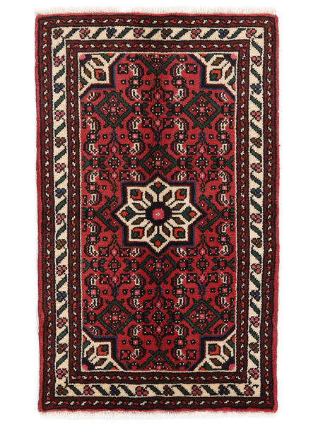 60X95 Tapete Hosseinabad Oriental Preto/Vermelho Escuro (Lã, Pérsia/Irão) Carpetvista
