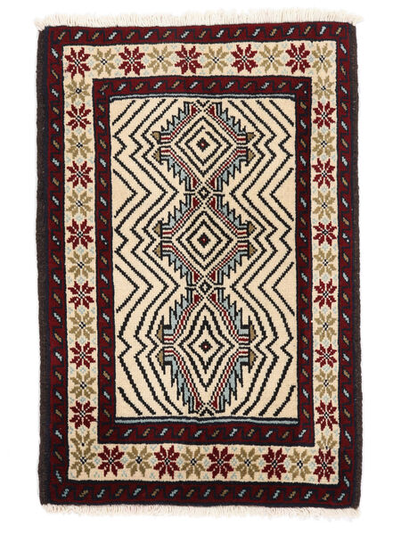 60X90 絨毯 バルーチ オリエンタル ブラック/ベージュ (ウール, ペルシャ/イラン) Carpetvista