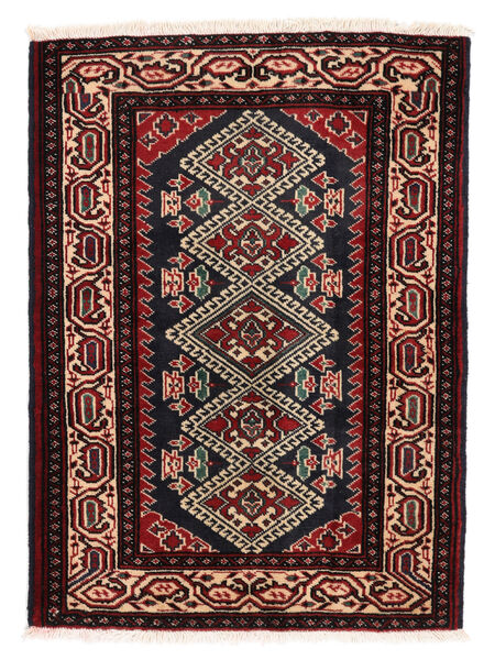 Tapis Turkaman 66X90 Noir/Rouge Foncé (Laine, Perse/Iran)