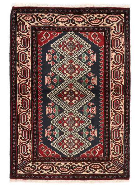 絨毯 オリエンタル トルクメン 63X90 ブラック/ダークレッド (ウール, ペルシャ/イラン)