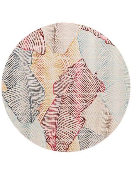 Nanga Washable Ø 200 Multicolor Leaves Round Rug