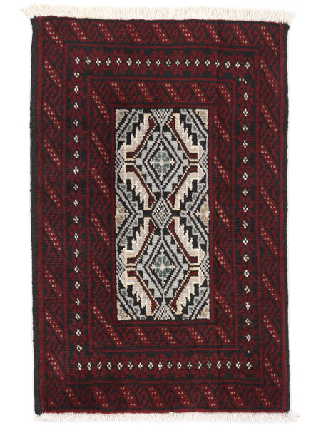 60X90 Dywan Beludż Orientalny Czarny/Ciemnoczerwony (Wełna, Persja/Iran)