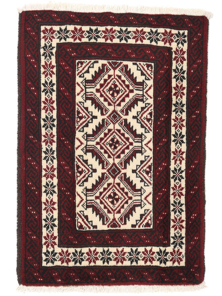 61X88 絨毯 バルーチ オリエンタル ブラック/ベージュ (ウール, ペルシャ/イラン) Carpetvista