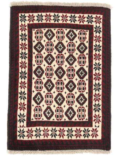 63X90 絨毯 バルーチ オリエンタル ブラック/ベージュ (ウール, ペルシャ/イラン) Carpetvista