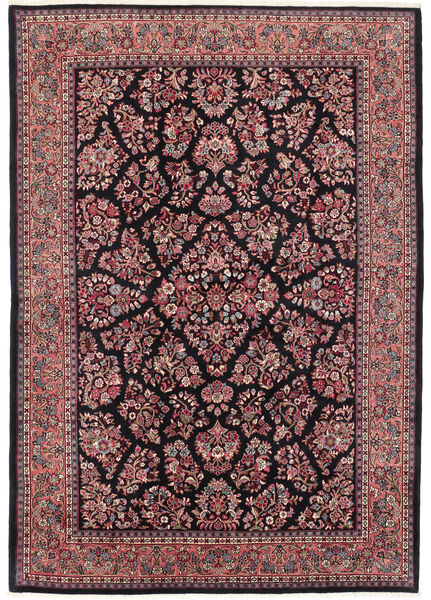 198X280 Tapete Oriental Sarough Fine Preto/Vermelho Escuro (Lã, Pérsia/Irão)