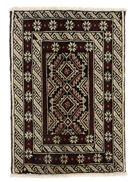 63X90 絨毯 バルーチ オリエンタル ブラック/オレンジ (ウール, ペルシャ/イラン) Carpetvista