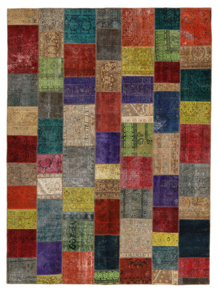 304X412 Patchwork Teppich Moderner Schwarz/Braun Großer (Wolle, Persien/Iran) Carpetvista