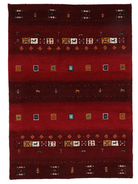 Gabbeh Indisch Fine Teppich 100X150 Schwarz/Dunkelrot Wolle, Indien Carpetvista