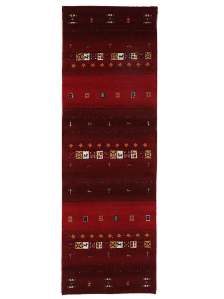 Tapete Gabbeh Indo Fine 80X250 Passadeira Preto/Vermelho Escuro (Lã, Índia)