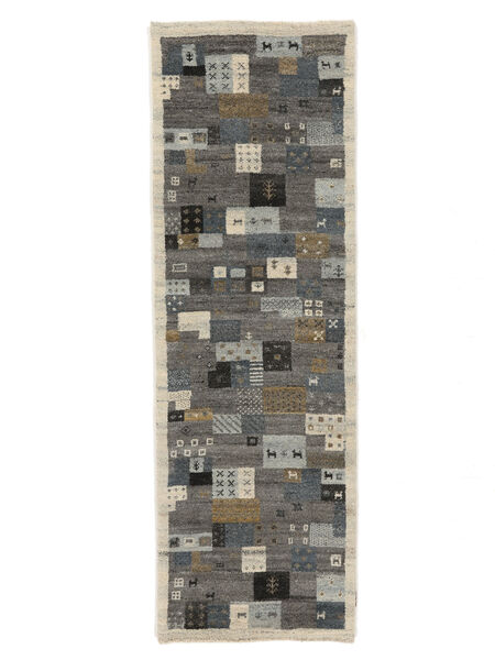 80X250 絨毯 ギャッベ インド Fine モダン 廊下 カーペット ブラック/ダークイエロー (ウール, インド) Carpetvista