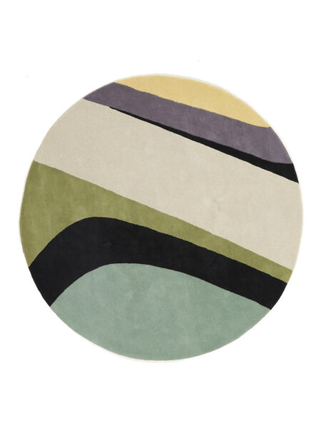  Ø 200 Dynamic Handtufted Rug Round Yellow/Green India Carpetvista