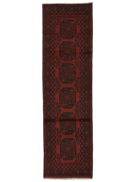 Tapis D'orient Afghan Fine 79X284 De Couloir Noir/Rouge Foncé (Laine, Afghanistan)