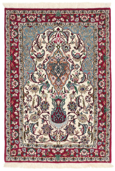  Isfahan Selyemfonal 71X105 Perzsa Gyapjúszőnyeg Sötétpiros/Bézs Kicsi
