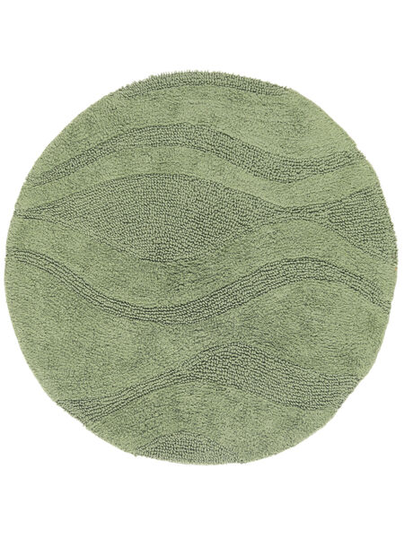 Breeze Bath Mat Green Ø 70 Round Plain (Single Colored) Cotton Washable