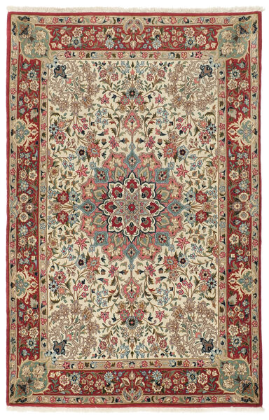 Orientalischer Ghom Kork/Seide Teppich 108X160 Dunkelrot/Braun Wolle, Persien/Iran