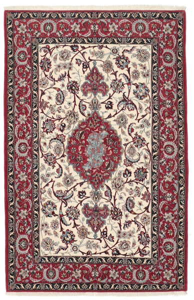 Tapis Ispahan Chaîne De Soie 113X177 Rouge Foncé/Beige (Laine, Perse/Iran)