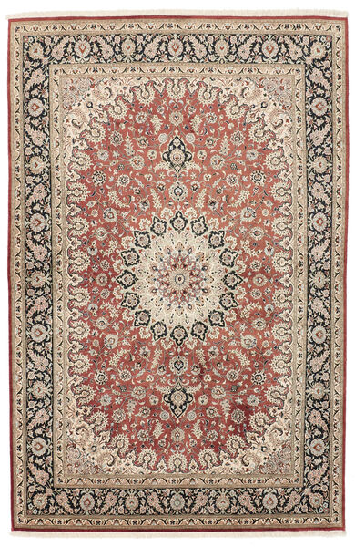 絨毯 クム シルク 132X200 茶色/ベージュ (絹, ペルシャ/イラン)