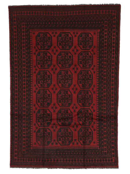 192X287 Afghan Fine Teppe Orientalsk Svart/Mørk Rød (Ull, Afghanistan) Carpetvista