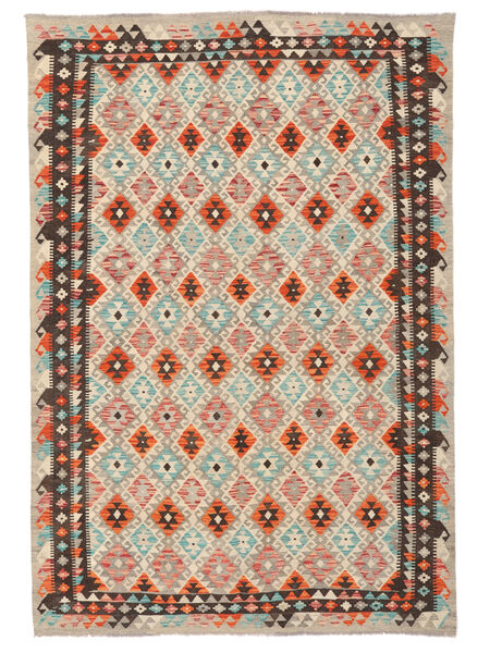  165X240 Kelim Afghan Old Stil Teppich Beige/Schwarz Afghanistan Carpetvista