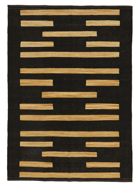 Kilim Modern Rug 165X230 Black/Brown Wool, Afghanistan Carpetvista