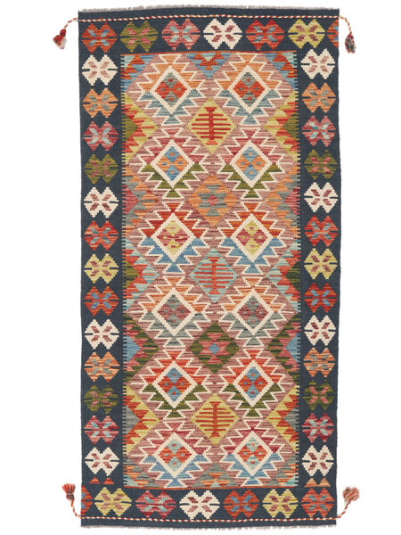 絨毯 オリエンタル キリム アフガン オールド スタイル 101X203 茶色/ブラック (ウール, アフガニスタン)