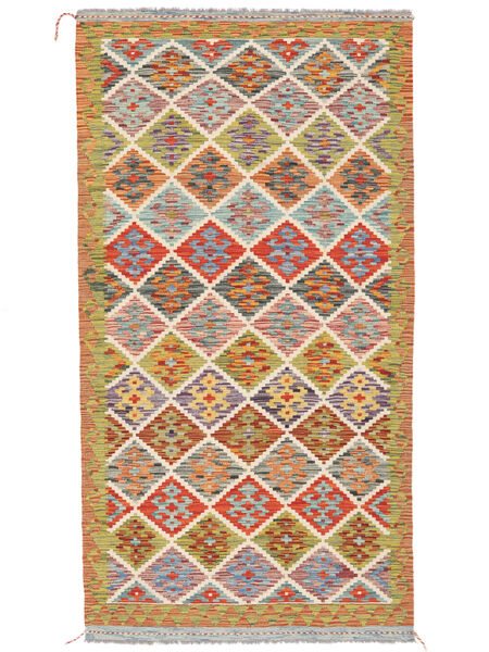  Orientalischer Kelim Afghan Old Stil Teppich 105X202 Braun/Orange Wolle, Afghanistan Carpetvista