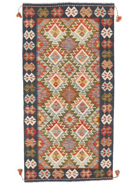 絨毯 オリエンタル キリム アフガン オールド スタイル 102X204 茶色/ブラック (ウール, アフガニスタン)