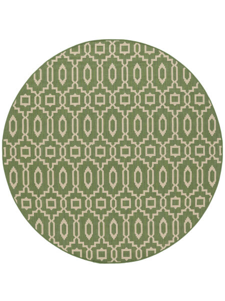 Zellige Indoor/Outdoor Rug Washable Ø 200 Green/Beige Geometric Round