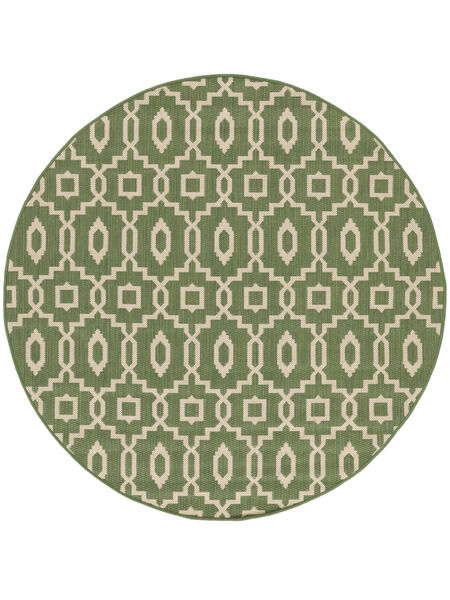 Zellige Indoor/Outdoor Rug Washable Ø 150 Small Green/Beige Geometric Round