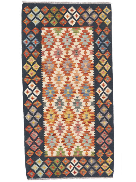 絨毯 オリエンタル キリム アフガン オールド スタイル 100X197 ブラック/オレンジ (ウール, アフガニスタン)