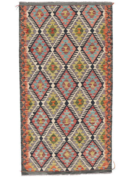 絨毯 オリエンタル キリム アフガン オールド スタイル 102X193 茶色/ブラック (ウール, アフガニスタン)