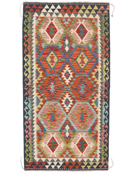 絨毯 キリム アフガン オールド スタイル 101X198 ブラック/ダークレッド (ウール, アフガニスタン)