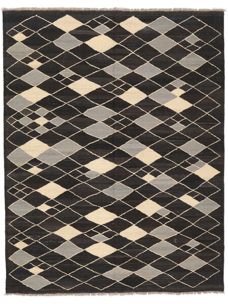Kelim Modern Teppich 154X198 Schwarz/Beige Wolle, Afghanistan Carpetvista