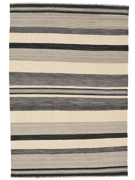 206X299 Kelim Modern Teppich Moderner Beige/Dunkelgrau (Wolle, Afghanistan) Carpetvista