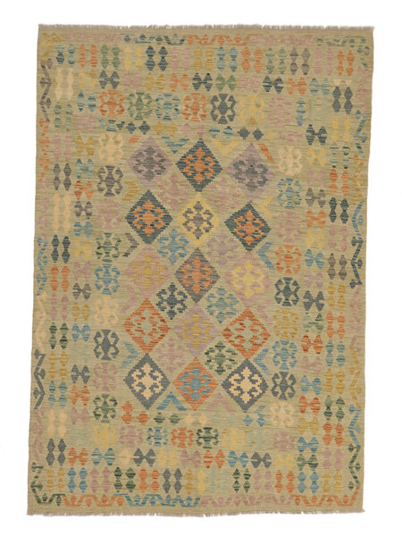 176X259 Kelim Afghan Old Style Tæppe Orientalsk Brun/Mørkegul (Uld, Afghanistan) Carpetvista